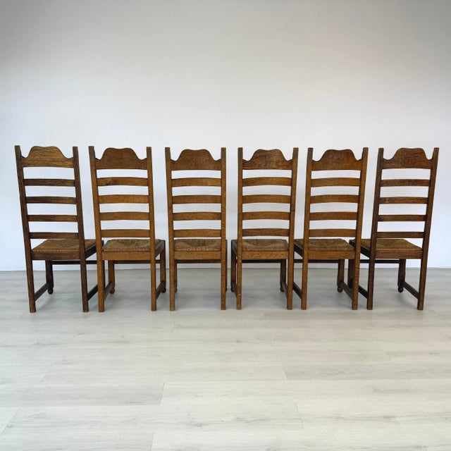 French Farmhouse Ladder Back Dining Chairs – Set of 6 For Sale In New York - Image 6 of 13
