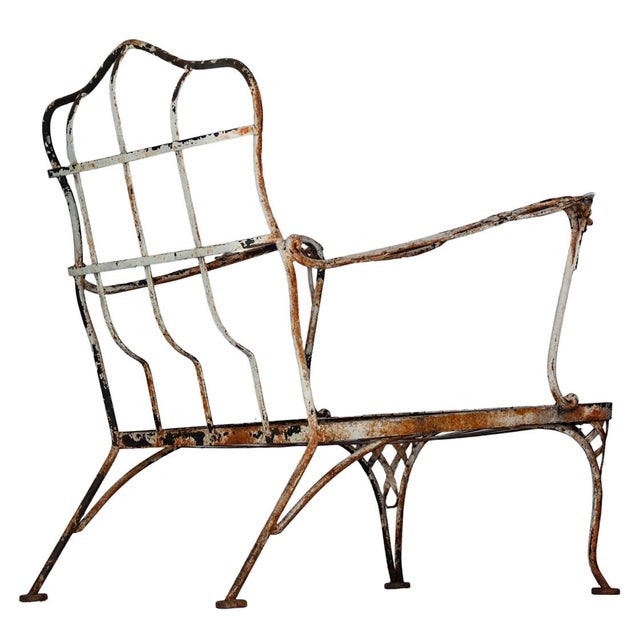 Brown Vintage Rustic Patina Garden Chair For Sale - Image 8 of 9
