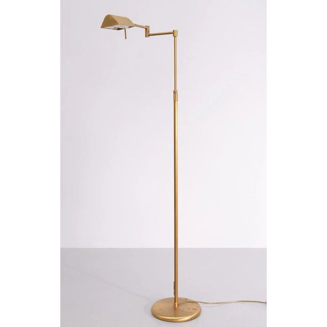 Metal Halogen Brass Swing Arm Floor Lamp, Germany, 1980s For Sale - Image 7 of 10