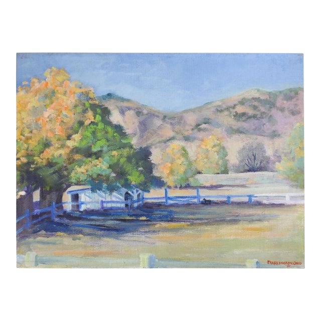 Vintage Impressionist Mountain Ranch Painting For Sale