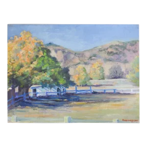 Vintage Impressionist Mountain Ranch Painting