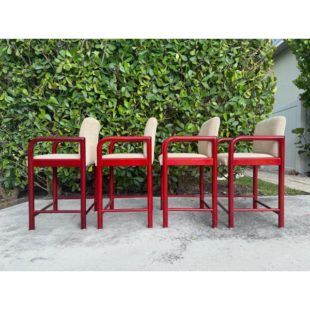 Late 20th Century Vintage Loewenstein Curved Arm Counter Stools - Set of 4 For Sale - Image 5 of 16