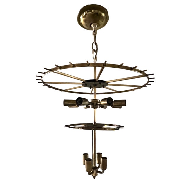 Gaetano Sciolari Mid Century Modern MCM Chandelier Large Italian Crystal 1950's Made in Italy For Sale - Image 12 of 13