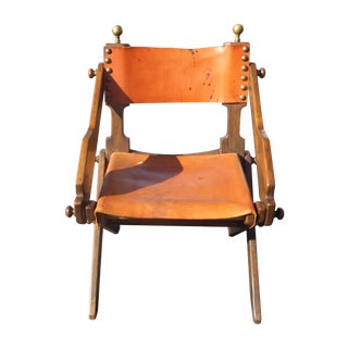 Vintage Orange Leather Director's Style Chair For Sale