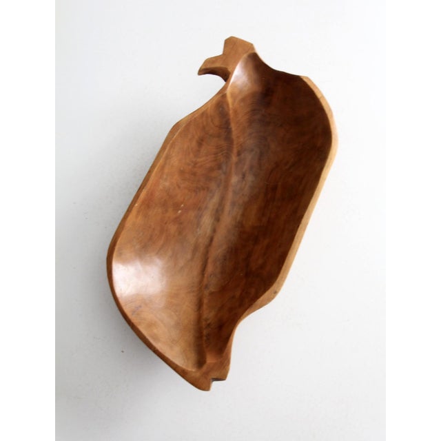 Brown Vintage Hand Carved Wood Bowl For Sale - Image 8 of 12