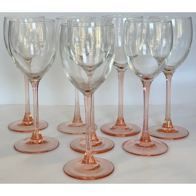 1980’s Made in France Blush Pink Wine Glasses - Set of 4 For Sale - Image 12 of 13