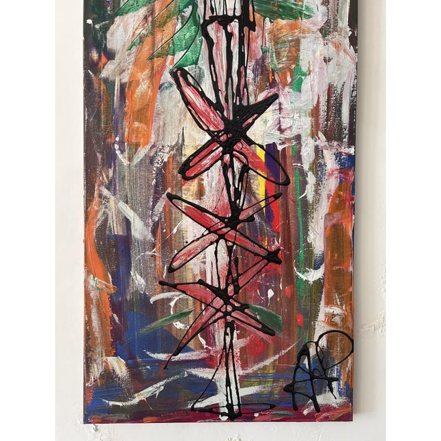 Acrylic on canvas : A Contemporary Modern art: the crucifixion of Jesus Christ. This striking work presents a raw,...