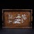 This is an exquisite vintage wooden tray featuring intricate mother-of-pearl (nacre) inlay work. Crafted from a richly...
