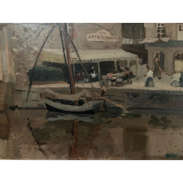 View of the Port, 20th Century, Oil on Canvas, Framed For Sale - Image 3 of 15