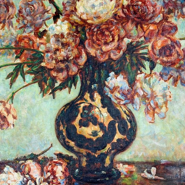 Antoine Ferracci, Floral Still LIfe, Oil on Camvas For Sale - Image 4 of 6