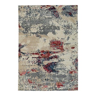5x8 Gray Hand-Knotted Wool Viscose Pixelated Hues Abstract Modern Carpet Rug For Sale