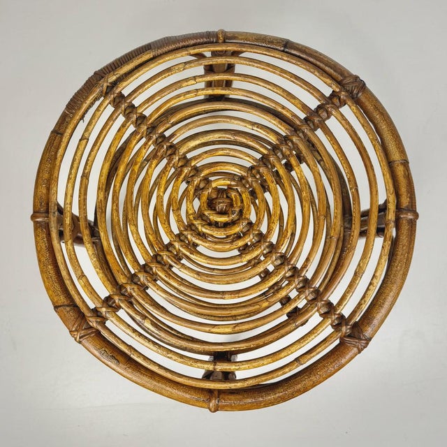 Mid-Century Round Bamboo Coffee Table, Italy, 1960s For Sale - Image 4 of 6
