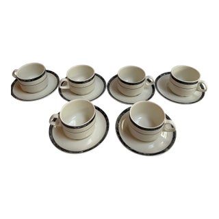 1980s Villeroy & Boch 6 Coffee/Tea Cups and Matching 6 Saucers Made in Luxembourg For Sale