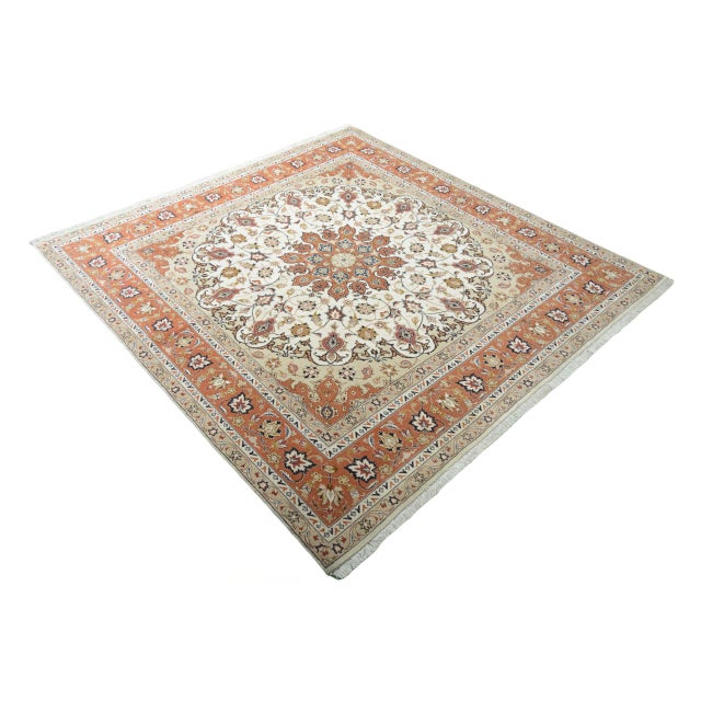 Mid-Century Modern Hand-Knotted Tabriz 50 Raj Oriental Rug with Silk Content For Sale - Image 3 of 13
