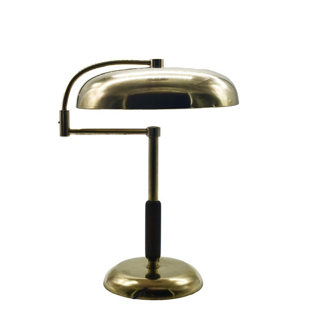 Brass Table Lamp with Swivel Arm from La Maison Desny, France, 1950s For Sale - Image 9 of 9