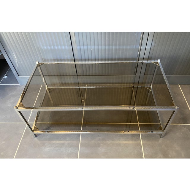 Silver Vintage Bauhaus Coffee Table with Double Glass and Chrome Top, 1970s For Sale - Image 8 of 18