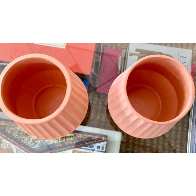 Ceramic Modern 1970s Natural Matte Terra Cotta Cachepots - a Pair For Sale - Image 7 of 10
