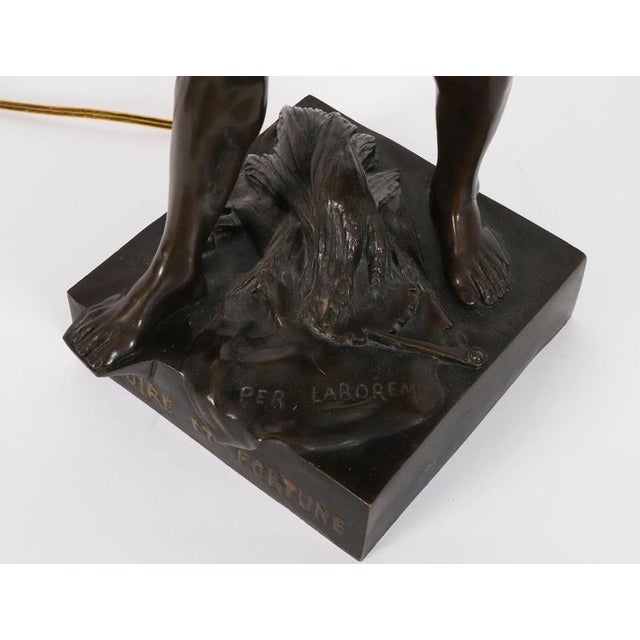 Large Antique French of Gloire et Fortune Lamp Bronze, 1890s For Sale - Image 17 of 18