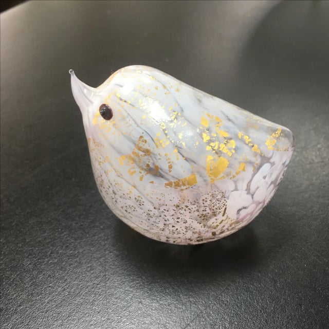 Handblown White Glass Bird with Gold Flecks For Sale - Image 4 of 4