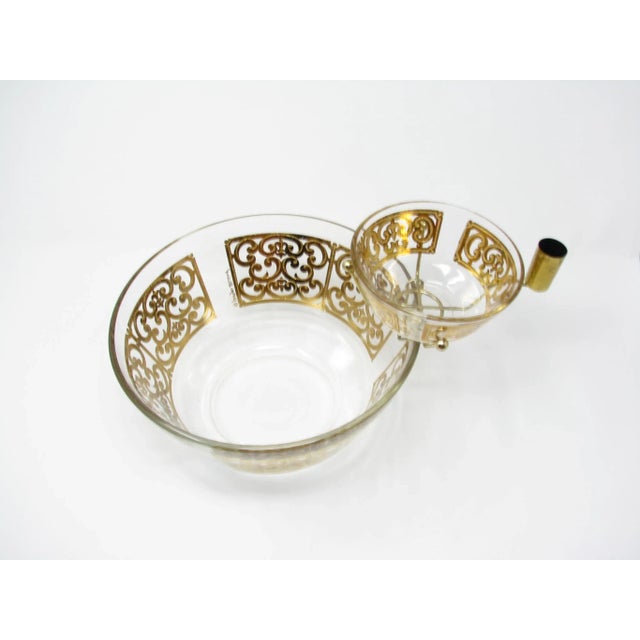 Metal Vintage Georges Briard Spanish Gold 2-Tier Serving Bowl With 22k Decoration For Sale - Image 7 of 13