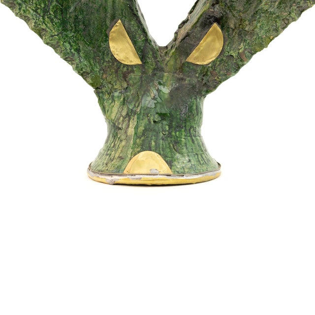Handcrafted Sculpture with Tamegroutes Green Glaze by Azele Studio For Sale - Image 6 of 8