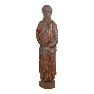 1920s Large Antique Religious Hand Carved Wood Moses Folk Art Sculpture Statue Figure