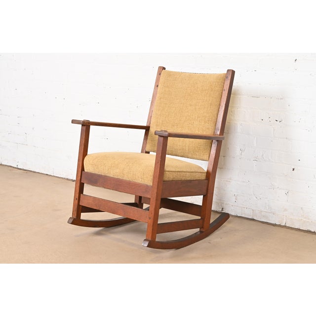 L. & J. G. Stickley Antique Mission Oak Arts & Crafts Rocking Chair, Circa 1900 For Sale - Image 12 of 12