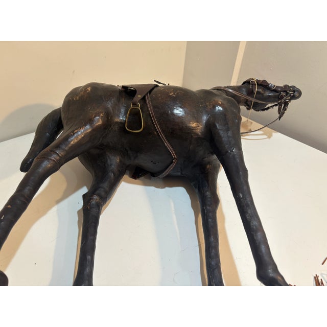 Monumental Leather Horse Sculpture With Western Saddle — Ranch Modern Equestrian Decor For Sale - Image 11 of 12