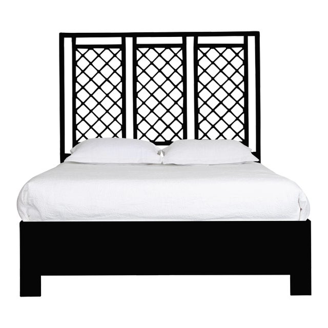 X & Diamond Platform Bed Queen, Black For Sale