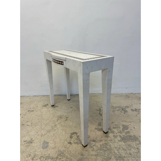 1970s Mainland Smith Tessellated Stone With Brass Inlay Vanity, Console Table or Desk, 1970s For Sale - Image 5 of 11