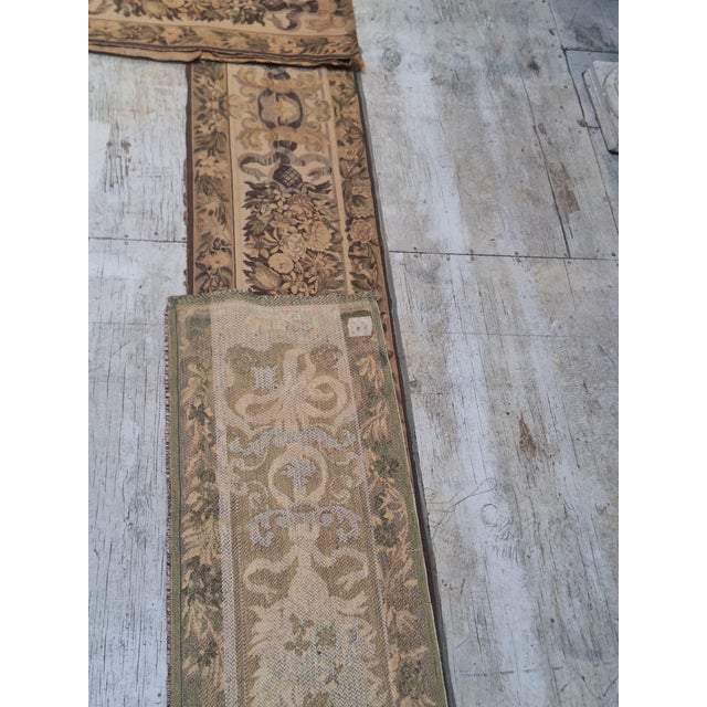 Antique Aubusson-style tapestry border panel, woven in three sections to create an architectural surround or frame. The...