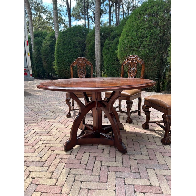 Late 20th Century Late 20th Century Woodland Round Solid Wood Dining Table For Sale - Image 5 of 7