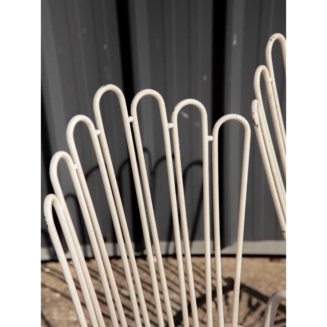 White Painted Wrought Iron and Metal Bistro Chairs and Sofa in the style of Mathieu Matégot, France, 1950s, Set of 5 For Sale - Image 14 of 16