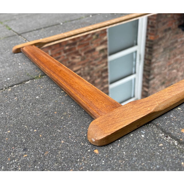 Sculptural Art Deco Wall Mirror in Oak from Hansen & Pedersen, 1940s For Sale - Image 4 of 6