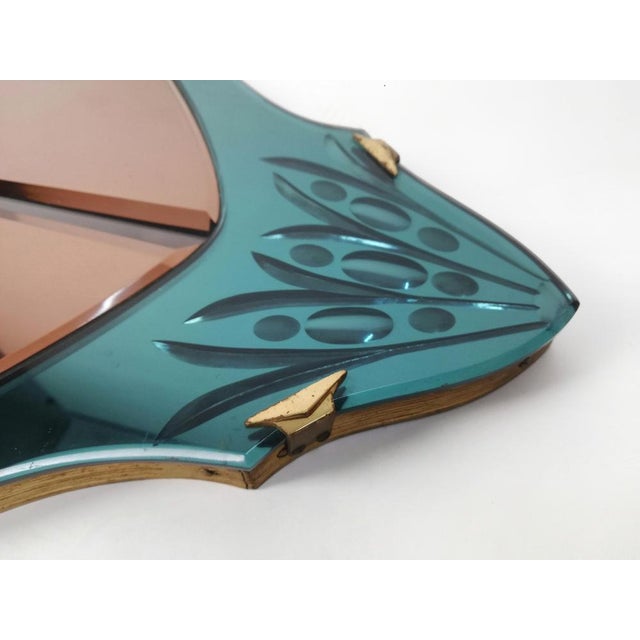 Full Length Pink Mirror in Colored and Cut Glass, Italy, 1950s For Sale - Image 3 of 11