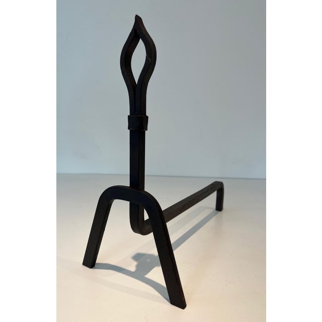 Metal 1950s Modernist Wrought Iron Andirons - a Pair For Sale - Image 7 of 12