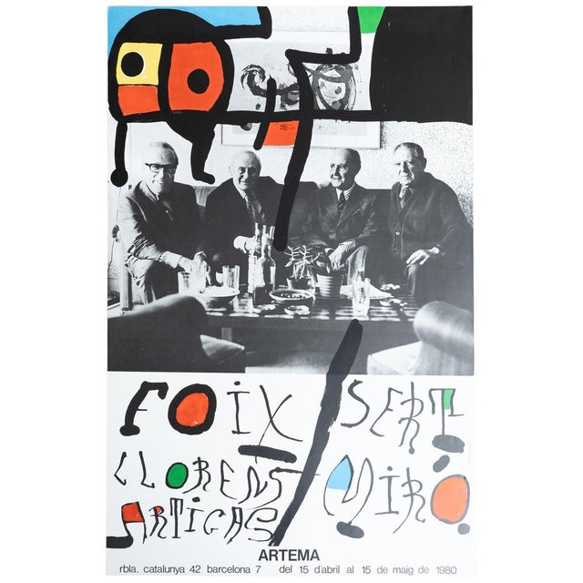 Original Artema Poster Featuring Sert, Foix, Llorens, Miró, and Artigas, 1980 For Sale