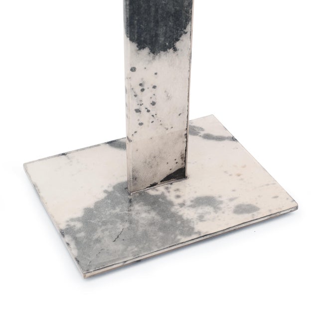 2020s Parchment T Table (grey Parchment & Stainless) For Sale - Image 5 of 7