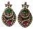 Vintage Natural Ruby, Emerald and Diamond Earrings- 925 Sterling Silver For Sale