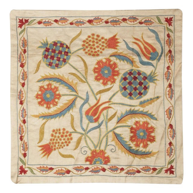 20"x20" 100% Silk Cushion Cover. Embroidered Lace Pillow. Modern Toss Pillow For Sale