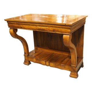 Antique French Louis Philippe Style Console Table With Single Drawer, C. 1860 For Sale