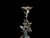 Rustic Handmade Antiqued Brass Floral Candlestick Pair For Sale - Image 3 of 8