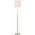 Modern Thomas O'Brien by Visual Comfort Signature Bryant Wrapped Floor Lamp in Polished Nickel and Natural Leather with Linen Shade For Sale - Image 3 of 3