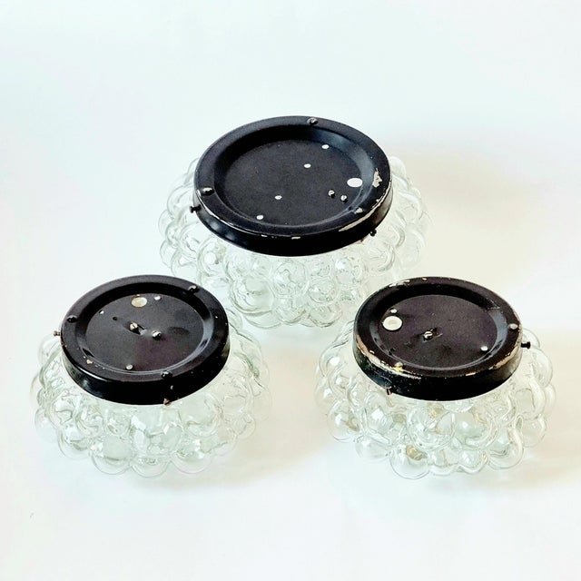 Mid-Century Modern Glass Ceiling Light and Wall Lights by Helena Tynell for Limburg, Germany, 1960s, Set of 3 For Sale - Image 9 of 11
