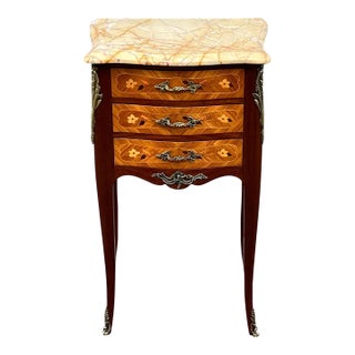1940s French Louis XV Style Large Rosewood Side Table Nightstand For Sale