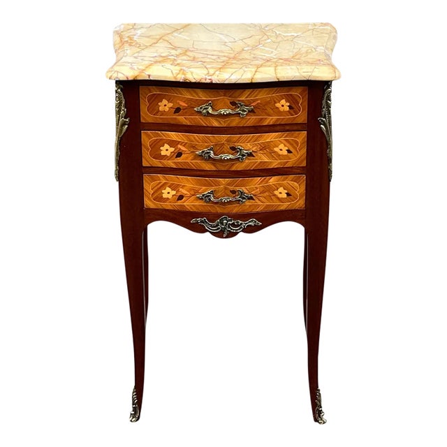 1940s French Louis XV Style Large Rosewood Side Table Nightstand For Sale