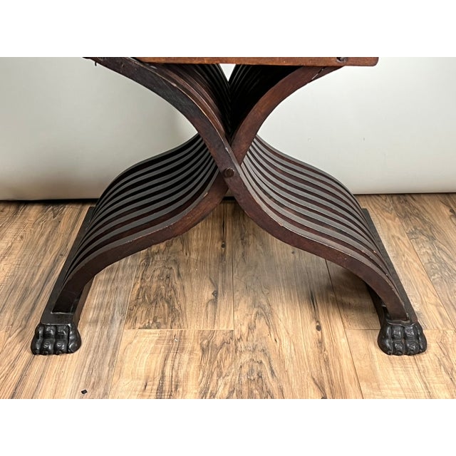 Antique Italian Renaissance Walnut Savonarola Chair C. Late 19th Century For Sale In Boston - Image 6 of 12