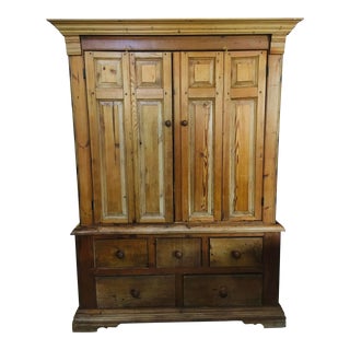 Antique Irish Pine 2 Door Cabinet For Sale