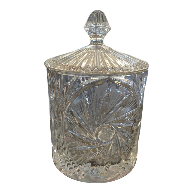 1980's Small Crystal Cannister For Sale