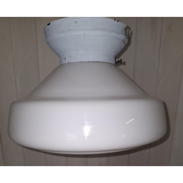 Art Deco German Ceiling Lamp with Opaque White Glass Shade, 1930s For Sale - Image 4 of 7
